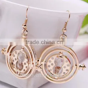 Hot Sale Drop 18K Gold Plating Time Turner Design Hourglass Dangle Earrings thumbnail-6