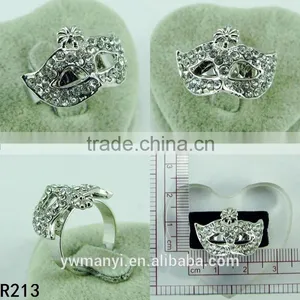 Fashion Mysterious Mask Rhinestone Plated Silver Ring Unique Kind of Style Ring R213 thumbnail-2