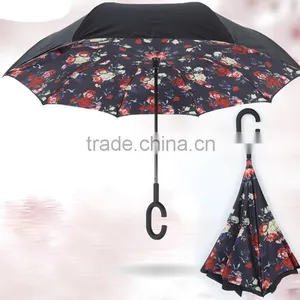 Black Outside C Handle Inverted Advertising/promotion/golf Umbrella thumbnail-1