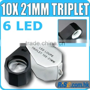 10x Magnification Triplet Lens With 6 Built-in LED Light 21mm Jeweler Loupe thumbnail-1