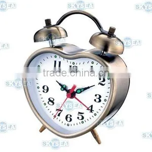 Antique Heart Shape Metal Mechanical Twin Bell Alarm Clock thumbnail-1