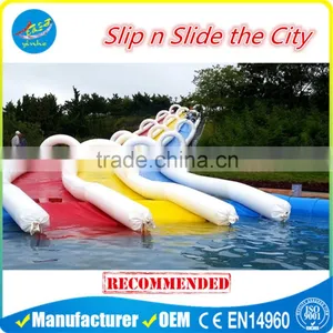2016 Hot Sale Extreme Inflatable Slip n Slide the City 3 Lanes Inflatable Water Slide thumbnail-1