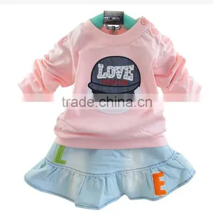 2015 Baby Girls Cotton Jeans Skirt 3 Pcs Set thumbnail-6