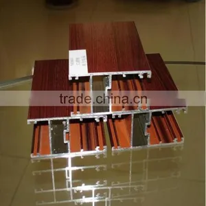 Wood Grain Finish Aluminum Glass Window thumbnail-1