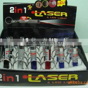 2 in 1 Led Laser Torch Key Chain thumbnail-1