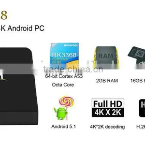 Rikomagic MK68 Hot Selling Rockchip RK3368 Android5.1 TV Box Octa Core HD 4K2K Player 1080p Set Top Box thumbnail-1