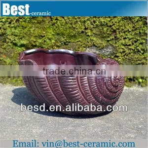 Unique Shape Ceramic Seashell Flower Pot thumbnail-1