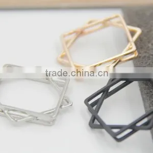 Rock n Roll Stacking Square Brass Gold Silver and Black Ring thumbnail-5