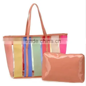 Fashion and Rainbow Transparent PVC Summer Beach Bag for Wholesale thumbnail-4