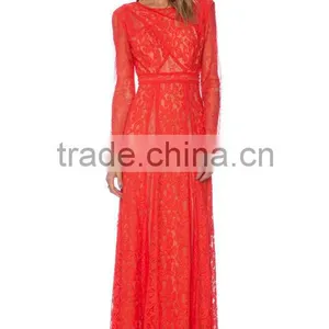 Christmas Gift for Women Long Sleeve Lace Evening Gown thumbnail-4