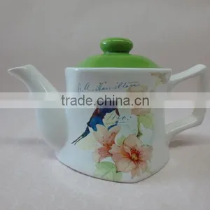 Wholesale Fine Decal of Bird and Flower Ceramic Teapot Water Pot With Verdant Lid thumbnail-1