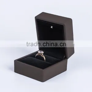 Luxury Stock Brown Led Light Jewelry Christmas Gift Ring Box for Proposal thumbnail-4