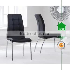 DC-2529 Modern Metal Leather Black Dining Chair thumbnail-1
