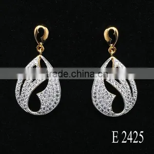 Seoul Stone Jewelry Cubic Zirconia Earrings Gold and Rhodium Plated Cheap Earring thumbnail-1