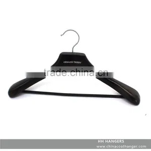 Luxury Bigger Shoulder Wooden Suit Hanger With Wooden Bar, Black Top Hanger With Non-slip Bar in High Quality thumbnail-3