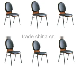 Haiyue New Arrival Comfortable Black Leather Cushion Wood Frame Student Reading Chair in Libraly thumbnail-1