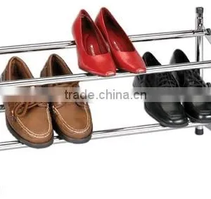 Homestar 2 Tier Stackable Metal Tubular Shoe Rack and 2 Tier Chrome Wire Shoes Storage,shoes Display Rack thumbnail-1