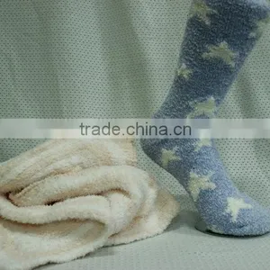 Lovely White Star Blue Fluffy Socks thumbnail-1