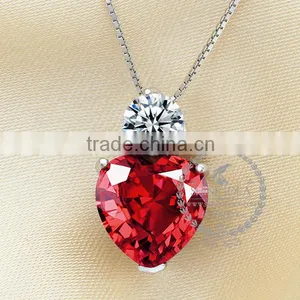 925 Sterling Lover's Heart Red Zircon Necklace Fashion Women Necklace Jewelry Supplies 6360479 thumbnail-3
