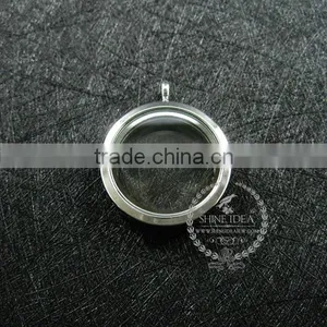 30mm Silver Plated Alloy Round Photo Locket Vintage Style Fold Photo Locket Pendant Charm 1112018 thumbnail-1
