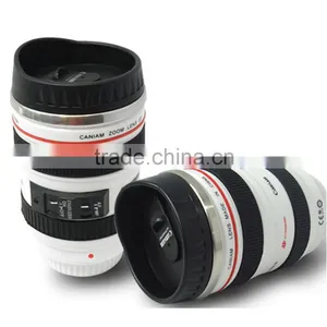 300-400ml Camera Lens Design Stainless Steel Coffee Self Stirring Mug thumbnail-4