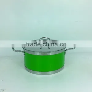 10pcs Non-Stick Cookware Set Camping Double Handle Cookware Set Of Colorful Stainless Steel Pot thumbnail-3