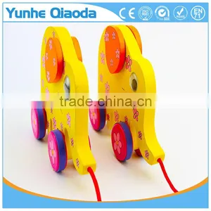Colorful Pull Along Elephant Wooden Toy as You Pull They Make a Fun for Baby thumbnail-6