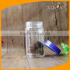 300ml PET Clear Plastic Medicinal Herbs Bottle With Blue Screw Lids thumbnail-5
