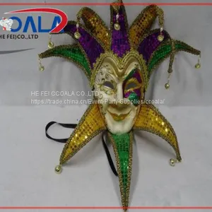 Jester Paper Mask Venetian Mask Mardigras Color thumbnail-1