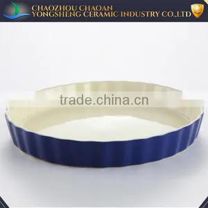 China Cheap Round Ceramic Griddle Plate Cake Baking Dishes & Pans for Sale thumbnail-1