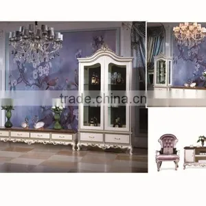Bisini Luxury Antique Solid Wood Floor TV Cabinet, Living Room Furniture Set thumbnail-1