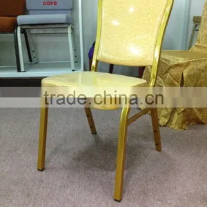 Popular Wedding Event Stackable Chair Stainless Steel Legs Dining Chair thumbnail-1