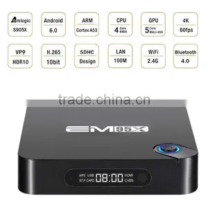 New Arrival EM95X Powerful 2GB/16GB Android 6.0 Marshmallow Quad Core TV Box, Amlogic S905X 4K TV Box For Wholesale thumbnail-1