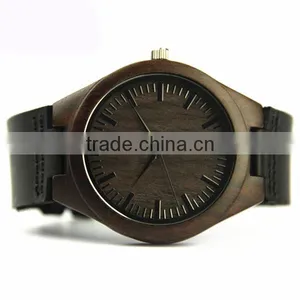 Custom Logo Watch Mens Retro Ebony Watches With Leather Strap thumbnail-4