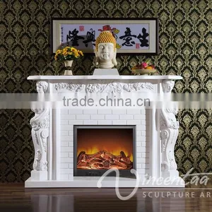 Home European Decoration White Artificial Marble Fireplace Surround Price thumbnail-1