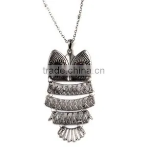 Cheap 2016 New Cute New Lady Women Vintage Silver Owl Pendant Necklace Best Gift For XMAS thumbnail-2