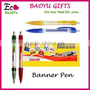 China Factory Direct Sale Costom Plastic Pen, Pull Out Banner Pen, Advertising Benner Ball Pen thumbnail-1