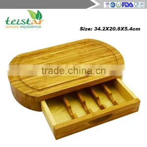 New Design Bamboo Cheese Board Set Professional Manufacturer of Bamboo&wood Items Cheese Board Set Cheese Knives W/cutting Board thumbnail-4