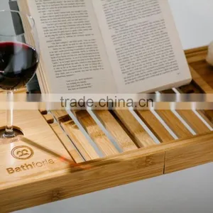 Bamboo Bathtub Caddy - Bathtub Tray - With Book Holder thumbnail-3