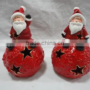 Hot Sell Ceramic Santa Clause Snowman House With LED Light for Christmas Decoration thumbnail-2