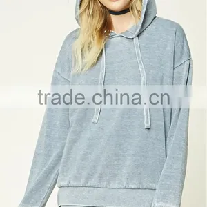 Latest Design Sweatshirt Long Sleeves Ribbed Trim Drawstring Distressed Hoodie, Blank High Quality Hoodies Wholesale thumbnail-2