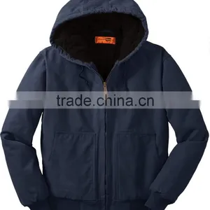 Mens Washed Duck Cloth Insulated Hooded Work Jacket thumbnail-3