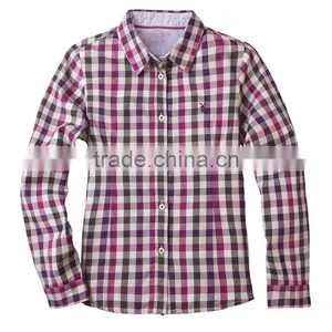 British Style 2017 Spring Student Girls Shirt Long Sleeved Cotton Plaid Shirt for Girl thumbnail-4