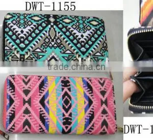 Fashion Nice Stylish Lady Zipper Around Geometrical Cotton Wallet thumbnail-1