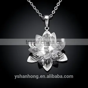 925 Silver Set Auger Stereo Lotus Pendant Necklace thumbnail-2