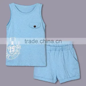 New 2016Kids Baby Boy Fashion Clothing Sets Blue Cotton Printed Vest And Shorts Children Clothing CS40224-22 thumbnail-1
