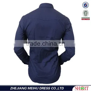 2017 Navy Polka Dot New Pattern Mens Shirts for Men With Long Sleeve thumbnail-3