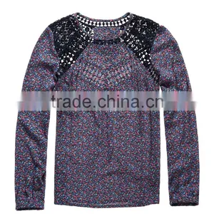 2017 Guangdong Shandao Manufacturer High Fashion Women Autumn Printed Long Sleeve Round Neck Chiffon Designer Casual Tops thumbnail-5