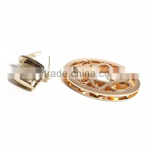 Zinc Based Alloy Purse Twist Turn Lock Gold Plated 55mm(2 1/8") x 36mm(1 3/8"), 1 Set thumbnail-2