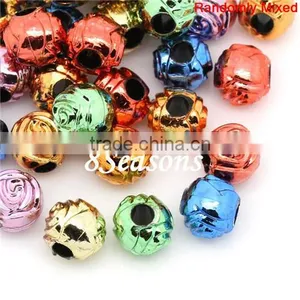 Mixed Round Christmas Rose Flower Pattern Acrylic Charm Beads 8mm thumbnail-1